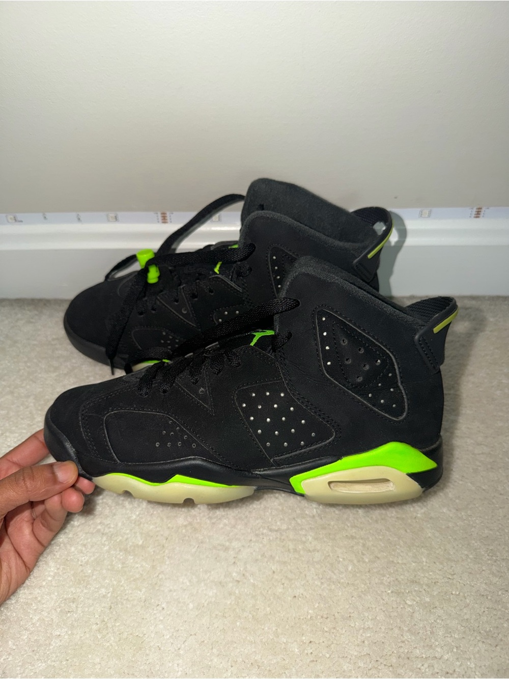 Kids Black and Neon Green Athletic Sneakers